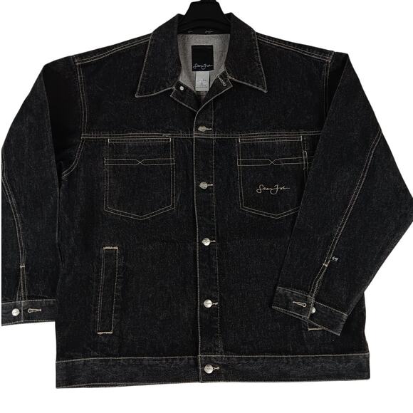 Vtg Sean John Denim Jacket Mens XL Dark Wash Embroidered Street Hip Hop Y2K